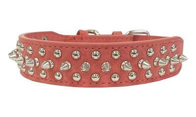 Shop Dogs Of Glamour Harris Rivet Dog Collar In Rose