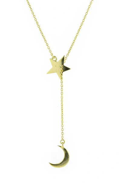 Shop Adornia 14k Yellow Gold Plated Celestial Lariat Necklace In Metallic Gold