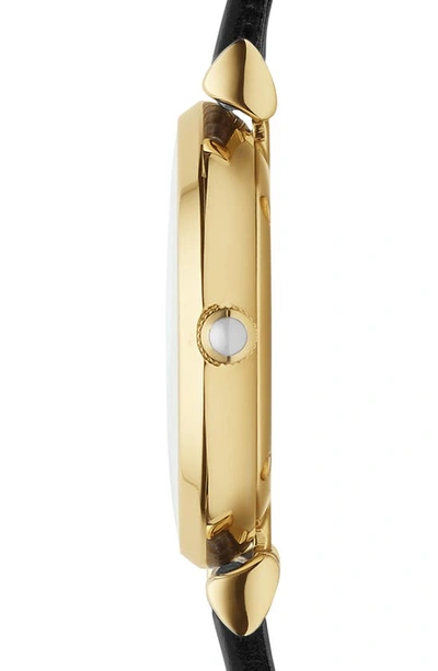 Emporio Armani Leather Strap Watch, 32mm In Black/ Gold