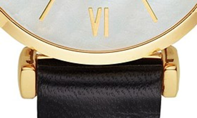 Emporio Armani Leather Strap Watch, 32mm In Black/ Gold