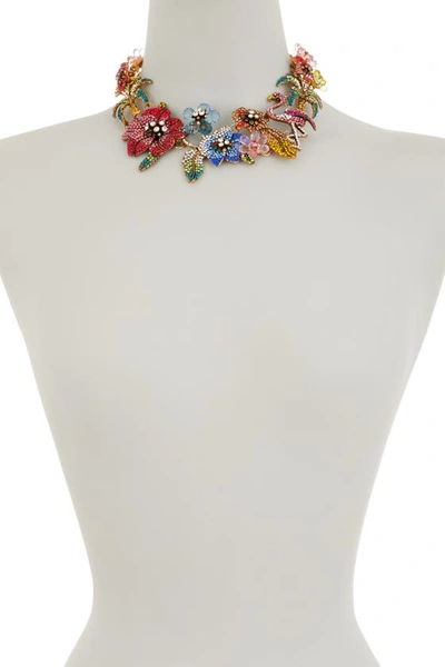 Shop Eye Candy Los Angeles Flora & Fauna Crystal Bib Necklace In Multi Color