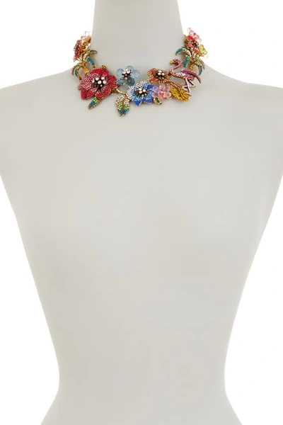 Eye Candy Los Angeles Flora & Fauna Crystal Bib Necklace In Multi Color