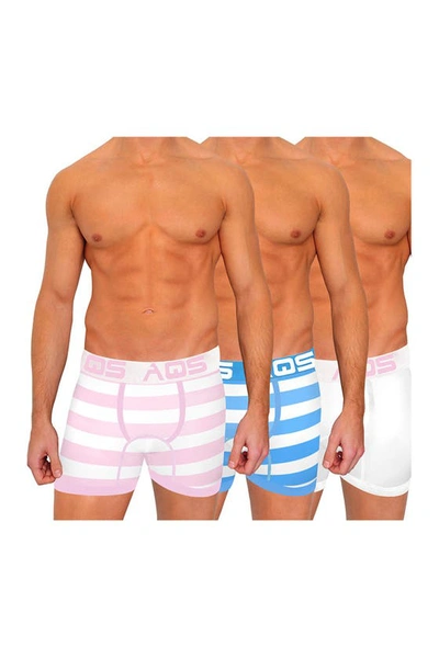 Shop Aqs Print Boxer Briefs In Pink Stripe/white/lightblue