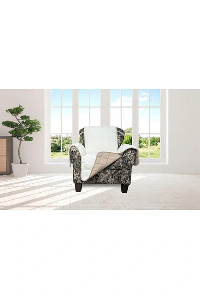 Shop Duck River Textile Taupe Jeremy Faux Shearling Reversible Waterproof Microfiber Chair Cover