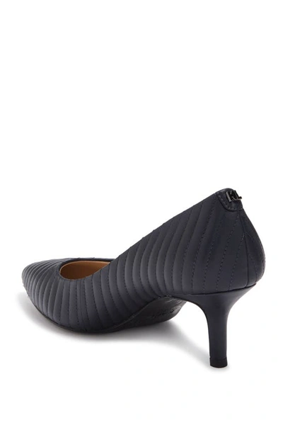 Shop Karl Lagerfeld Rosette Quilted Pointed Toe Pump In Mid Midnight