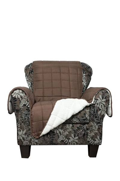 Shop Duck River Textile Chocolate Jeremy Faux Shearling Reversible Waterproof Microfiber Chair Cover