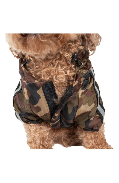 Shop Petkit Reflecta-sport Rainbreaker Dog Raincoat Jacket With Removable Hood In Forest Camouflage