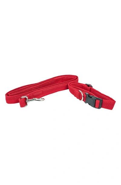 Shop Pet Life Aero Mesh 2-in-1 Dual Sided Comfortable And Breathable Adjustable Mesh Dog Leash And Collar In Red