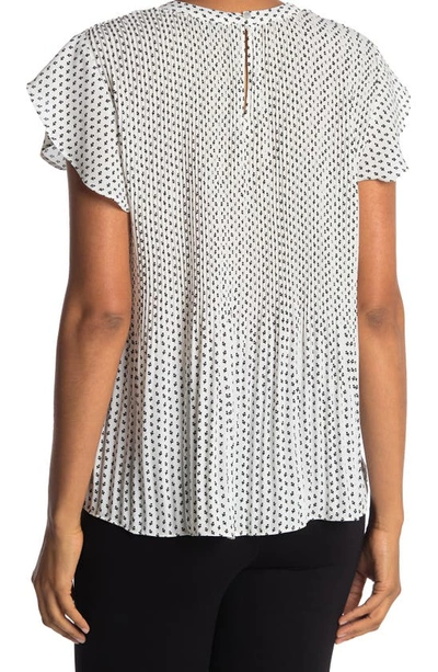 Shop Adrianna Papell Printed Pleated Georgette Blouse In Ivory Ditsy Bud