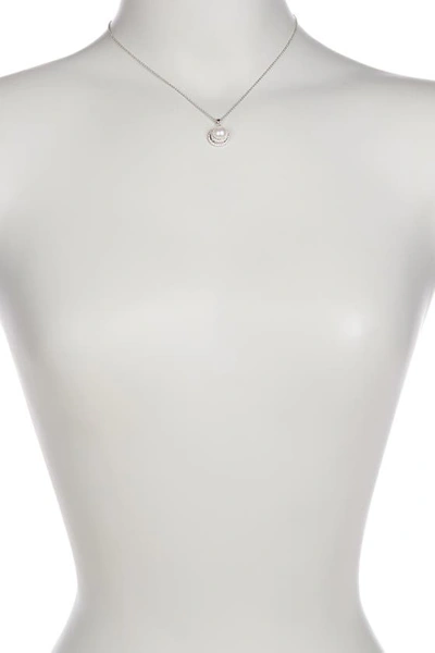 Splendid Pearls 8.5-9mm Cultured Freshwater Pearl Double Halo Pendant Necklace & Earrings Set In White