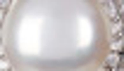 Splendid Pearls 8.5-9mm Cultured Freshwater Pearl Double Halo Pendant Necklace & Earrings Set In White