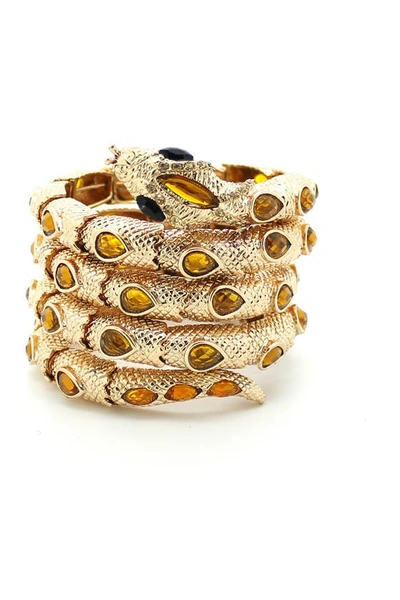 Shop Eye Candy Los Angeles Snake Your Arm Crystal Bracelet In Gold