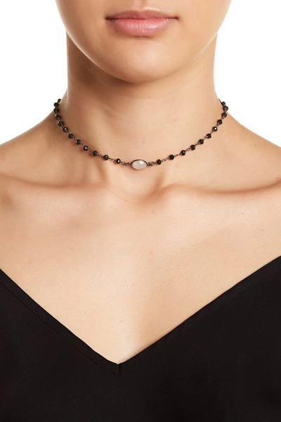 Shop Adornia Sterling Silver Moonstone & Black Spinel Beaded Choker Necklace