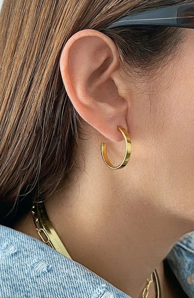 Adornia 14k Yellow Gold Plated Hoop Earrings In Gold