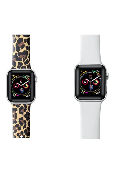 Shop Posh Tech The  Assorted 2-pack Silicone Apple Watch® Watchbands In Leopard & White