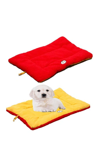 Shop Pet Life Large Orange/red Eco-paw Reversible Eco-friendly Pet Bed In Orange And Red