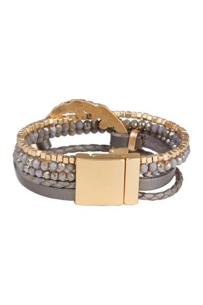 Shop Saachi Earthly Flow Multistrand Bracelet In Dark Grey