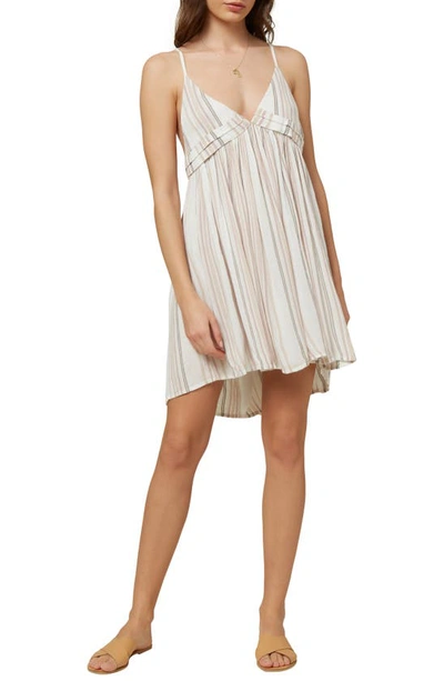 Shop O'neill Saltwater Solids Stripe Cover-up Tank Dress In Dawn