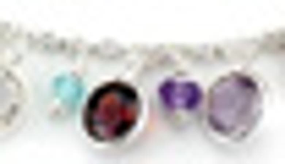 Samuel B. Sterling Silver Multi Stone Dangling Charm Bracelet In Multi