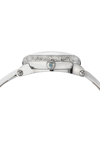 Porsamo Bleu Liza Topaz Stone Automatic Watch, 38mm X 44mm In Silver White