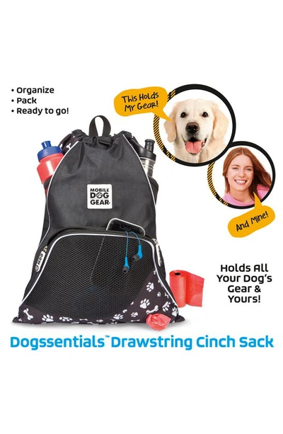Shop Mobile Dog Gear Dogssentials Drawstring Cinch Sack In Black W/ White Paw Print