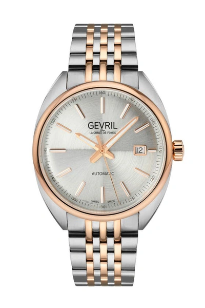 Shop Gevril Five Points Silver Dial Two-tone Watch, 44.5mm In Two Toned