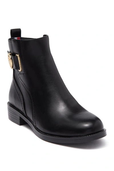 Shop Tommy Hilfiger Logo Buckle Ankle Boot In Black