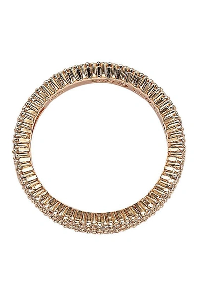 Suzy Levian 14k Rose Gold Plated Sterling Silver Micro-pave White Cz Eternity Band Ring In Rose