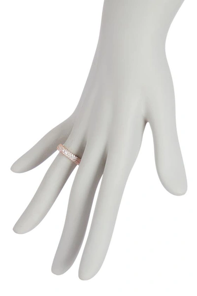 Suzy Levian 14k Rose Gold Plated Sterling Silver Micro-pave White Cz Eternity Band Ring In Rose