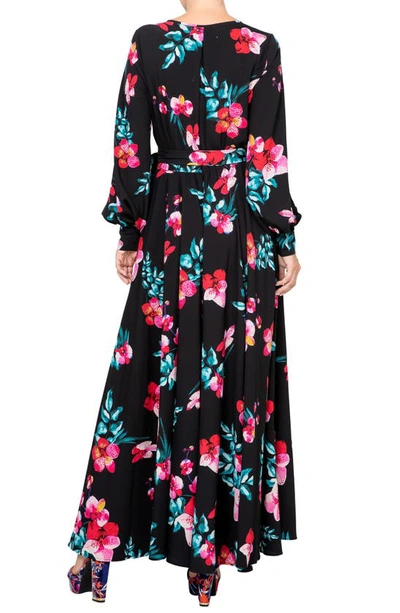 Shop Meghan La Lilypad Wrap Maxi Dress In Orchid Black