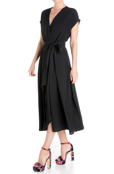 Shop Meghan La Wrap Thigh Slit Dress In Black