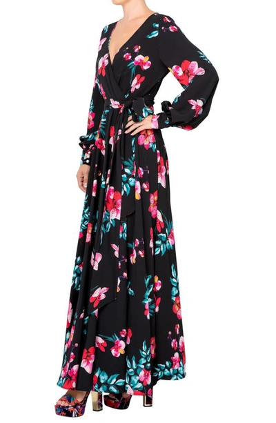 Shop Meghan La Lilypad Wrap Maxi Dress In Orchid Black