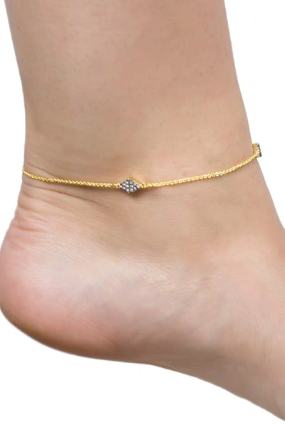 Shop Cz By Kenneth Jay Lane Two-tone Cz Diamond Station Anklet In 2 Tone