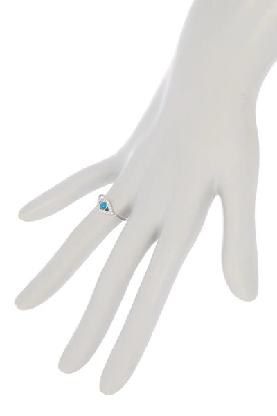 Shop Adornia White Rhodium Plated Evil Eye Cz Turquoise Ring In Blue