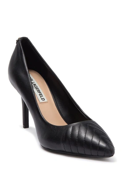 Shop Karl Lagerfeld Roulle Quilted Pointed Toe Pump In Blk Black