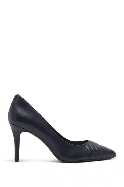 Shop Karl Lagerfeld Roulle Quilted Pointed Toe Pump In Mid Midnight