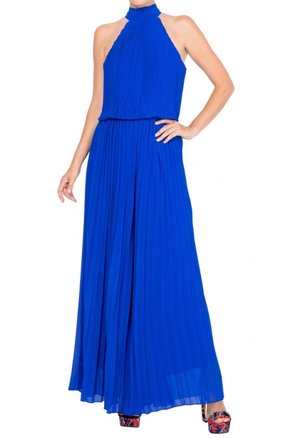 Meghan La Wild Orchid Pleated Jumpsuit In Royal