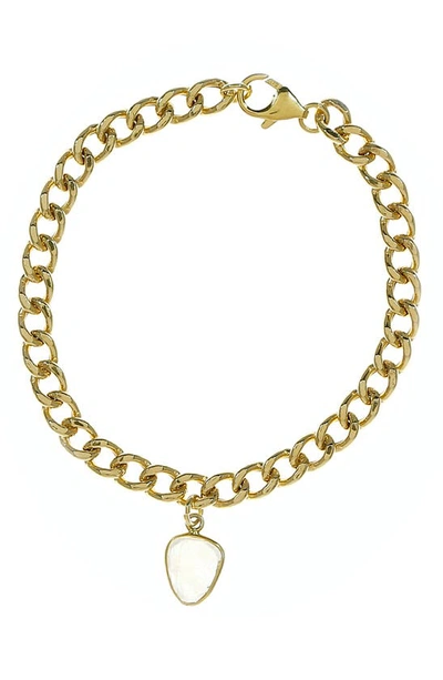 Shop Adornia Curb Chain Bracelet Moonstone In Gold Moonstone