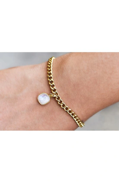 Shop Adornia Curb Chain Bracelet Moonstone In Gold Moonstone