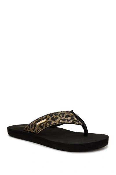 Shop Juicy Couture Smirk Thong Sandal In Yx-blk/gold Exo