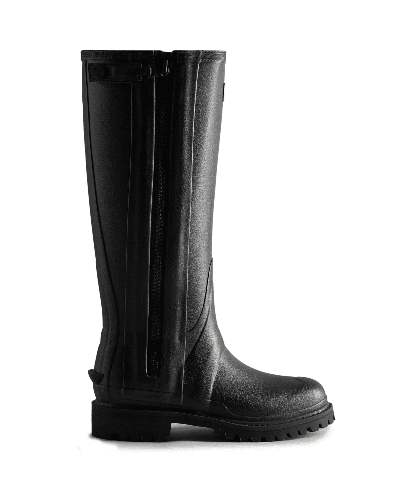 Shop Hunter Women's Balmoral Commando Rubber Zip Tall Rain Boots In Black