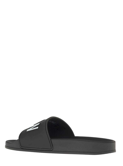 Shop Dsquared2 Black Rubber Slide Sandals With Logo
