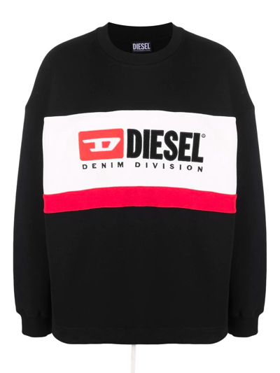 Shop Diesel Logo Flocked Crewneck Sweatshirt In Black