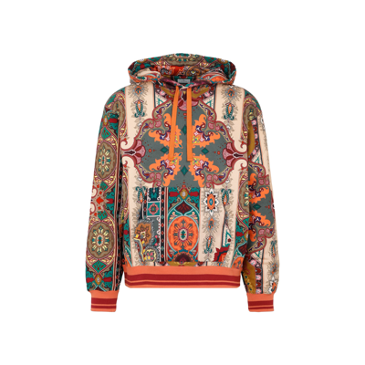 Shop Etro Paisley Printed Drawstring Hoodie In Multi