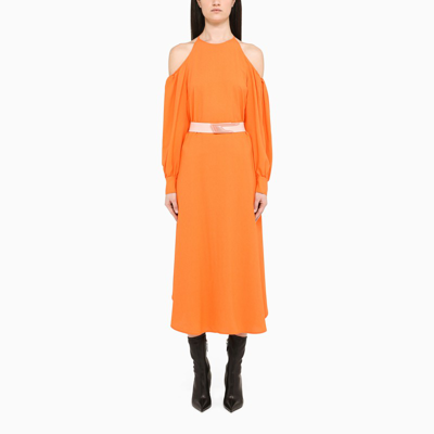 Shop Stella Mccartney Orange Belted Long Dress
