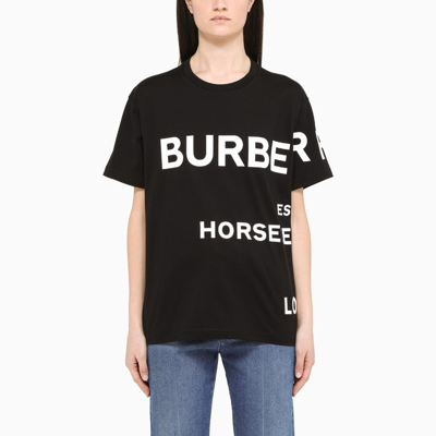 Shop Burberry Black Printed Crewneck T-shirt