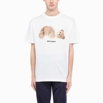 Palm Angels Teddy Bear Logo-print T-shirt In White