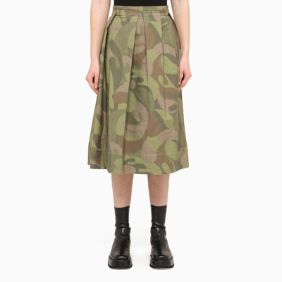 Shop Marni Camouflage Pleated Skirt In Green