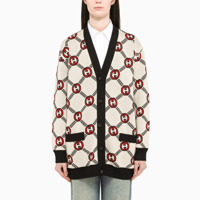 Shop Gucci Reversible Interlocking G Wool Cardigan In Beige