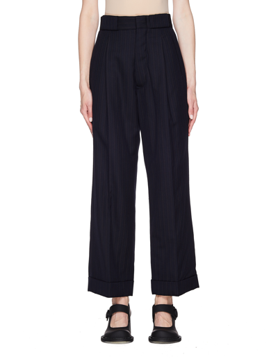 Maison Margiela Oversized Pinstriped Trousers In Black